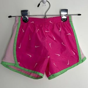 Girls nike dri-fit pink and green shorts size 6